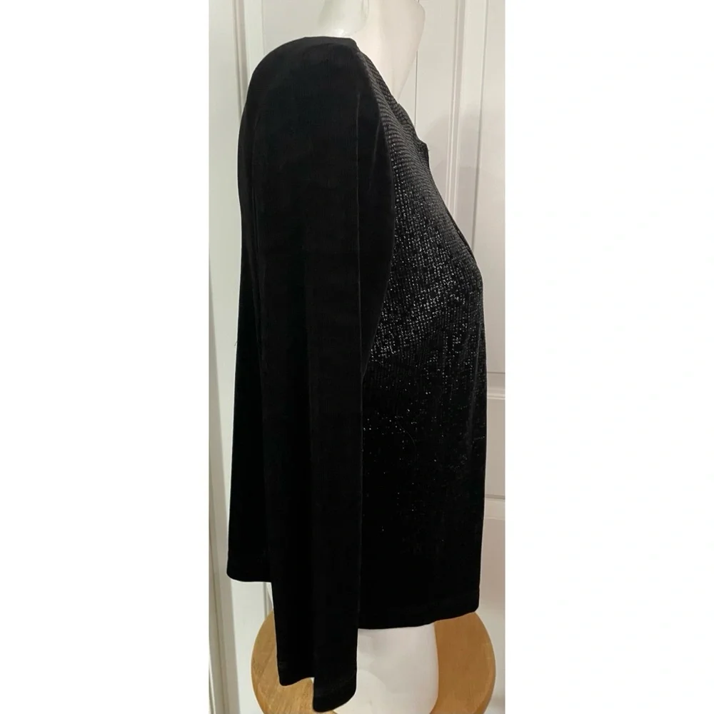 Softwear Petites by Mark Singer Sparkle Black Cardigan Top Womens Sm Petite Vtg - Picture 3 of 8